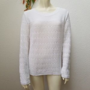 Talbots 100% Cotton Long Sleeve Perforated Sweater